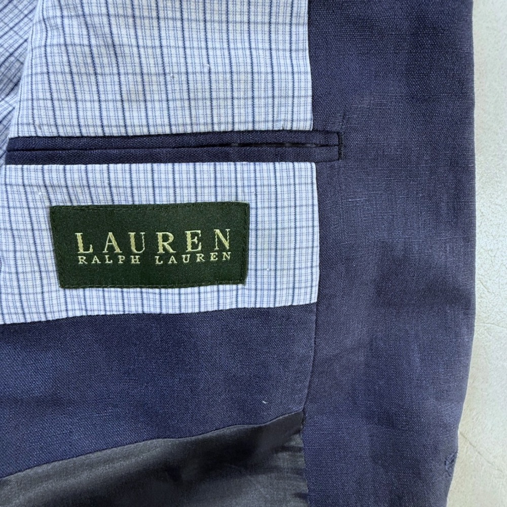 Lauren Ralph Lauren Blazer Mens 42L 100% Linen Suit Jacket Navy Blue 42 Long - Picture 4 of 9